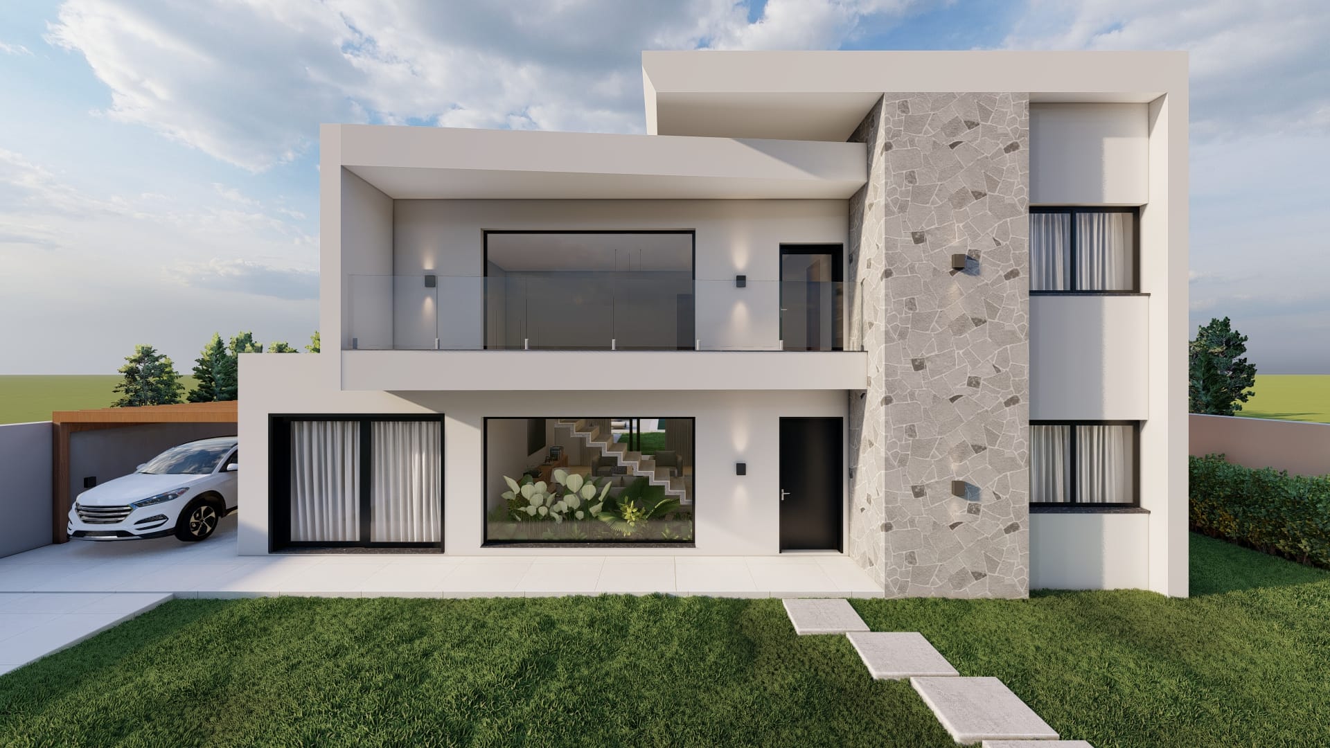 Villa for sale in Verdizela - exterior facade with garden and pool